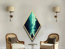 Cyber City Wanderer Diamond Shaped Futuristic Street Scene Canvas Art Print Urban Sci-Fi Decor Bedroom Gaming Lounge Statement Piece
