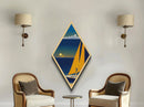 Sailboat Horizon Drift Diamond Shaped Ocean Sunset Scene Canvas Textured Print Coastal Wall Art Living Room Nautical Beach Decor