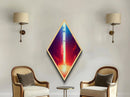 Neon Alley Escape Diamond Shaped Cyberpunk Cityscape Glow Canvas Art Print Gamer Room Sci-Fi Urban Futuristic Hallway Accent