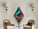 Aurora Nightfall Glow Diamond Shaped Northern Lights Forest Canvas Textured Print Nature Sky Landscape Wall Art Bedroom Peaceful Decor