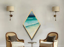 Aqua Shoreline Calm – Diamond Shaped Ocean Serenity Beach Theme Canvas Embossed Print in Turquoise and Cream Coastal Tones