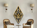 Black and Gold Diamond Shaped Art Deco Canvas Textured Art Print, Diamoned Shaped Wall Art, Retro Style Home Decor