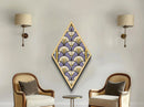 Lavender Deco Layers Diamond Shaped Canvas Textured Print, Art Nouveau Fan Motif, Pastel Pattern Geometric Wall Accent