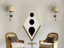 Bold Modern Dots Diamond Shaped Canvas Textured Print, Minimalist Black and White Art, Abstract Graphic Design Decor