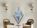 Spiral Indigo Maze Diamond Shaped Canvas Textured Print, Bold Modern Abstract Art, Geometric Blue Watercolor Wall Design