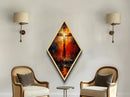 Watercolor Painting Print Of a Cross, Funky Christian Decor, Canvas Art, Canvas Textured Print Wall Art, Diamond Shaped Wall Art