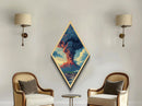 Volcanic Eruption Painting Print, Wood Framed Diamond Shaped Wall Art, Canvas Textured Print, Funky Art, Fantasy Wall Art