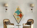 Retro Rocket Spikes – Diamond Shaped Canvas Art Print, midcentury atomic design, minimalist geometric decor, starburst pattern artwork