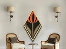 Atomic Tulip — Diamond Shaped Canvas Embossed Print perfect bedroom or gallery wall decor featuring retro tulip style orange green modern art
