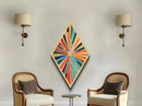 Radiant Spectrum Burst Diamond Shaped Canvas Textured Print, Mid-Century Modern Wall Decor, Abstract Geometric Art Explosion
