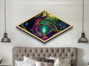 Enchanted Rootway – Diamond Shaped Mystical Forest Tunnel Canvas Embossed Print with neon glow trees, fantasy flora, and glowing path