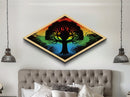 Prism Tree of Life – Diamond Shaped Rainbow Roots Silhouette Canvas Art Print with psychedelic tree, colorful energy, and abstract style