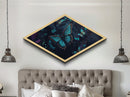 Nocturne Butterflies – Diamond Shaped Midnight Forest Insects Canvas Embossed Print with glowing wings, bioluminescent ambiance, deep tones