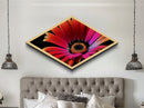 Vibrant Sunset Petals Diamond Shaped Canvas Textured Print, Red Orange Flower Wall Art, Modern Botanical Gift, Floral Bedroom Decor