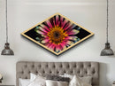 Pink Radiance Bloom Diamond Shaped Canvas Embossed Print, Colorful Flower Wall Art, Botanical Gift, Bright Floral Home Accent