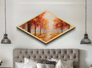 Fall Centerpiece Wall Art, Orange Leaves, Diamond Shaped Canvas Art Print, Canvas Texture Art, The Changing Of The Seasons