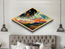 Celestial Dreamscape Field Diamond Shaped Canvas Art Print, night sky stars over hills, vibrant cosmic countryside fantasy decor