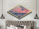City Sunset Skyline Diamond Shaped modern urban wall decor Canvas Textured Print pink sky art piece ideal living room apartment design