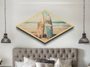 Vintage Surf Duo Diamond Shaped coastal surfboard wall art Canvas Embossed Print beach house rustic vibe nostalgic surfing aesthetic