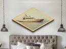 Weathered Yacht Still Diamond Shaped nautical boat scene Canvas Textured Print marina-inspired sea lover gift modern living decor