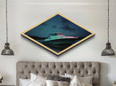 Night Boat Tranquility Diamond Shaped serene starry watercraft Canvas Art Print nautical room mood lighting boat enthusiast wall art