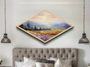 Morning Valley Bloom Diamond Shaped scenic countryside sunrise Canvas Art Print floral landscape painting warm family room decor