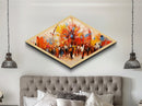 Carnival Whirl Diamond Shaped Canvas Art Print vibrant abstract fair scene living room accent modern color splash wall decor gift