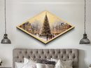 Winter Tree Gathering Diamond Shaped Canvas Art Print snowy downtown scene nostalgic holiday decor perfect wall accent Christmas