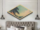 Coastal Palm Skies — Diamond Shaped Canvas Textured Print beach house decor, tropical art, summer vibes, pastel boho wall hanging