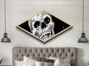 Manga Skull Scream Diamond Shaped Canvas Art Print horror comic style anime decor edgy wall art unique gothic Halloween gift