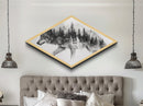 Wolf Spirit Forest Diamond Shaped Canvas Textured Print wildlife nature wall art rustic lodge decor majestic mountain wolf