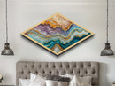 Agate Crystal Layers Diamond Shaped Canvas Art Print colorful gemstone wall art abstract mineral decor modern nature style