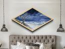 Moonlit Seaside Tree – Diamond Shaped Canvas Art Print mystical beach tree with shells ocean night sky moody coastal wall decor gift
