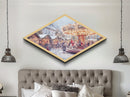 Pumpkin Patch Parade Diamond Shaped Canvas Embossed Print folk art fall harvest decor Halloween town Thanksgiving country wall