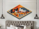 Kaleidoscope Burst One Diamond Shaped Canvas Art Print modern abstract colorful geometric wall decor vibrant living room gift