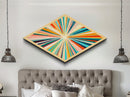 Kaleidoscope Burst Three Diamond Shaped Canvas Embossed Print bold abstract colorful explosion modern home decor housewarming gift
