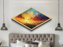 Retro Burst Vibe Diamond Shaped Canvas Art Print Midcentury pop abstract starburst wall decor office accent bold colorful gift