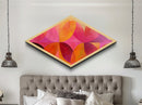 Geometric Bloom Shapes Diamond Shaped Canvas Art Print retro orange pink red modern abstract circles aesthetic boho room or dorm style