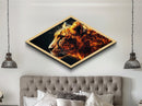 Prismatic Tiger Tech Diamond Shaped Canvas Embossed Print futuristic animal artwork digital geometric wild cat bedroom den or gamer wall piece