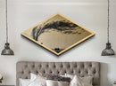 Tea Spirit Wind Diamond Shaped Canvas Art Print Abstract Ink Flow Minimalist Asian Zen Decor Calming Dining Room Centerpiece Wall Style