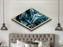 Oceanic Swirl Dream Diamond Shaped Canvas Art Print Aqua Abstract Texture Movement Coastal Blue Decor Modern Bedroom Nautical Accent