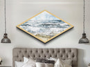 Coastal Break - Diamond Shaped Canvas Textured Print Ocean Wave Beach Art Nautical Bathroom Decor Relaxing Watercolor Seascape