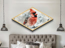 Female Cardinal Watercolor Print, Diamond Shaped Wall Art, Bird Painting, Birdwatcher Gift, Red Cardinal Art, Birdwatching Art