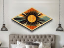 MCM Art Deco Sun Framed Canvas Art Print, Canvas Embossed Art, Retro Wall Art, Modern Home Decor
