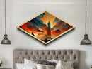 Art Deco Skyscraper Canvas Art Print, Diamond Shaped Wall Art, Art Deco Home Decor