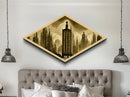 Dark City Art Deco Metropolis, Framed Canvas Art Print, Architecture Painting, Cool office Decor Gift For Him