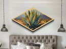 Desert Agave Diamond Shaped Southwestern Canvas Art Print Cactus Landscape Painting Botanical Wall Accent Nature Inspired Decor