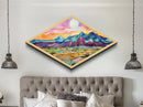Sunset Over Painted Buttes Diamond Shaped Canvas Textured Print vivid desert canyon landscape southwestern decor art illustration