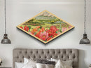 Wildflower Valley Bloom Diamond Shaped Canvas Art Print spring floral landscape pastel desert nature illustration cheerful artwork