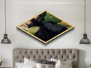 Reclining Lady in Black Diamond Shaped Canvas Textured Print vintage figurative portrait dramatic moody dark academia home style